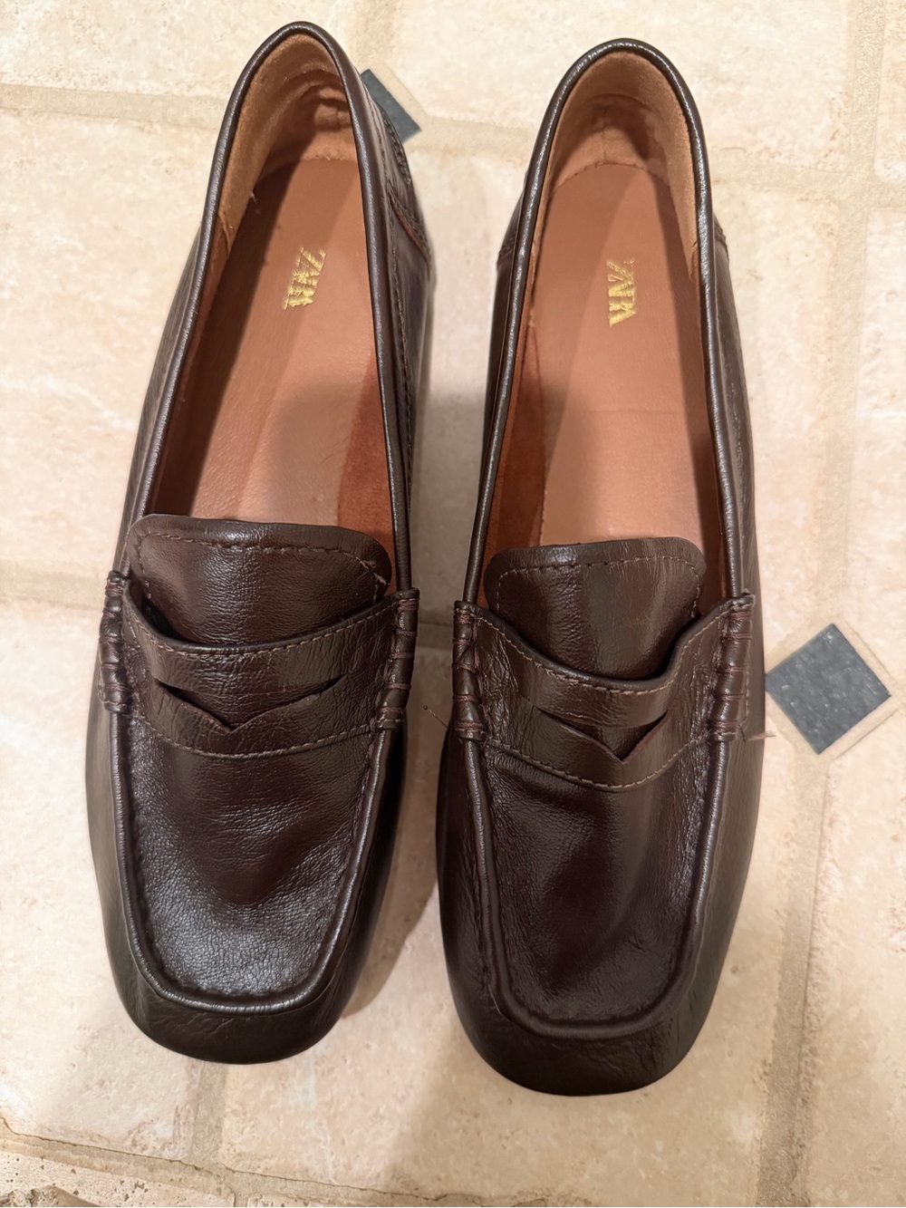 Women Brown Leather Penny Loafers